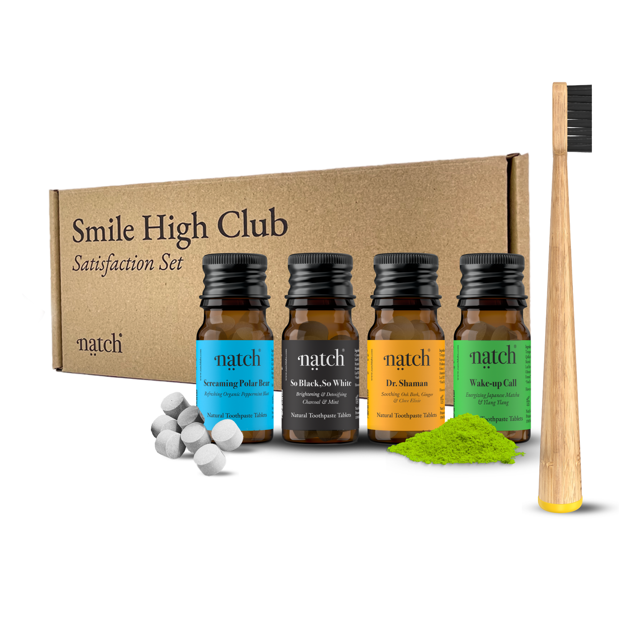 Smile High Gift Set - Mini Travel Size Toothpaste + Brush - Natch Labs