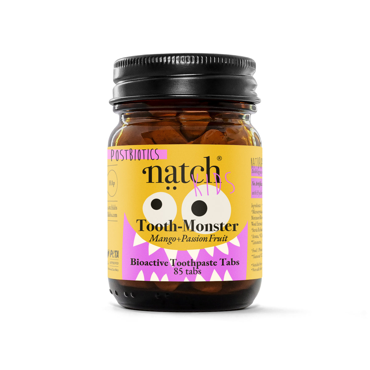 Tooth Monster Mango, Passion Fruit & Guava | Kids Toothpaste Tabs with Postbiotics